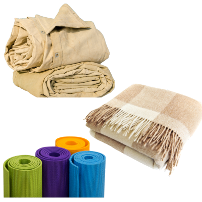Blankets, Sleeping Msts and  tarpaulins