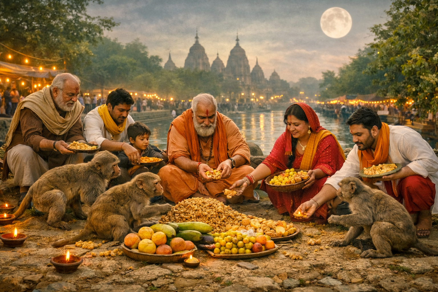 Magh Purnima Vanar Seva in Vrindavan and Mathura