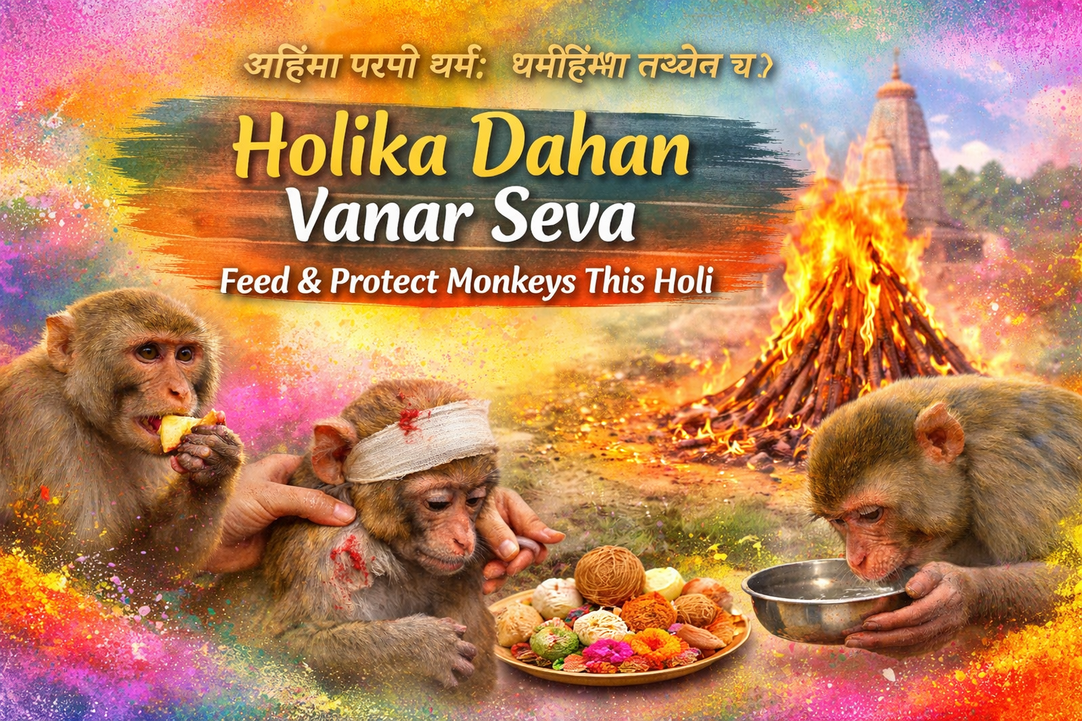 Holi Vanar Seva and Care for Monkeys