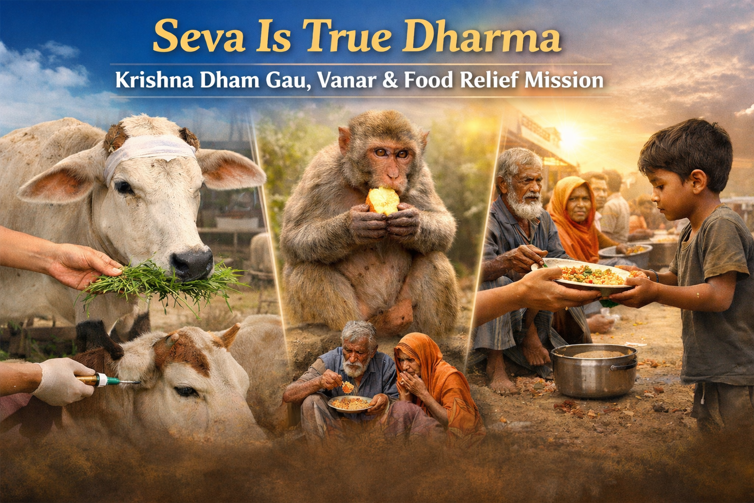 Seva Is True Dharma – Krishna Dham Gau, Vanar & Food Relief Mission