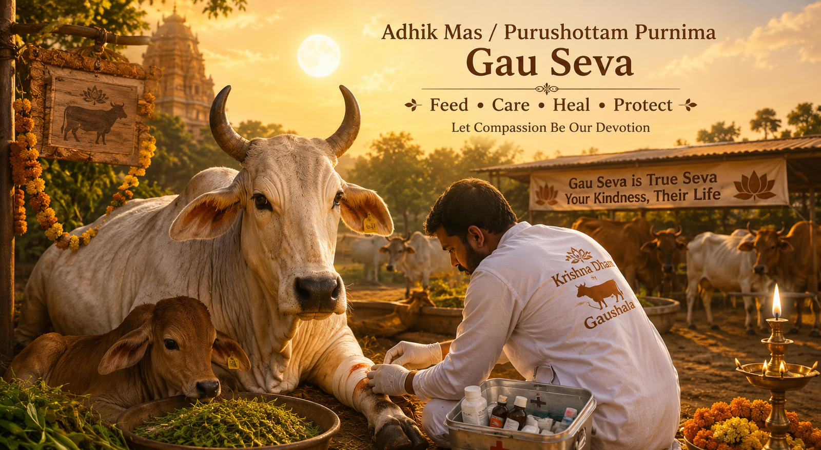 Adhik Mas / Purushottam Purnima Gau Seva: A Sacred Offering for Injured Gau Mata